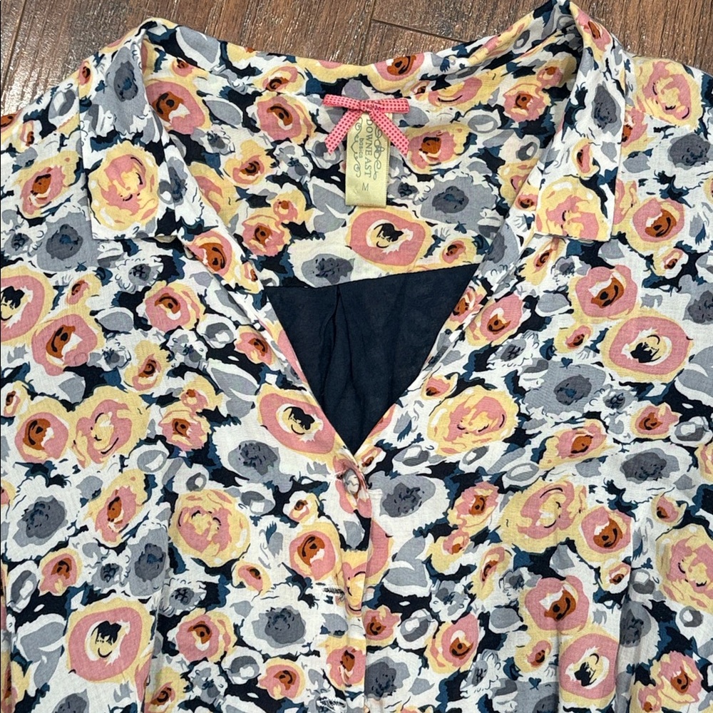 DownEast Floral Midi Dress with Navy Accents - Picture 3 of 9